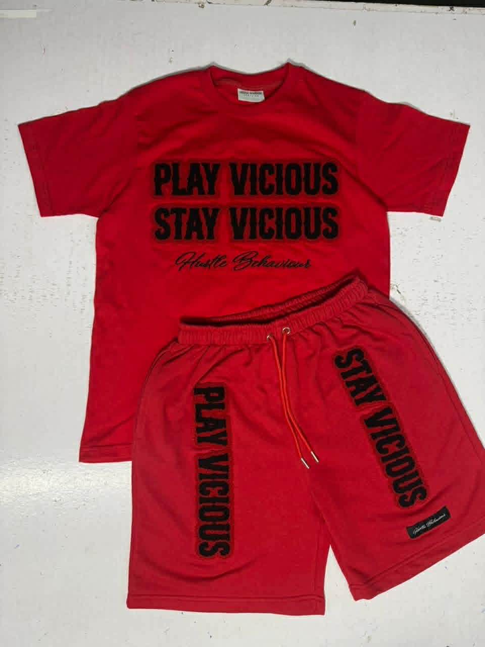 shorts & tee sets black on red